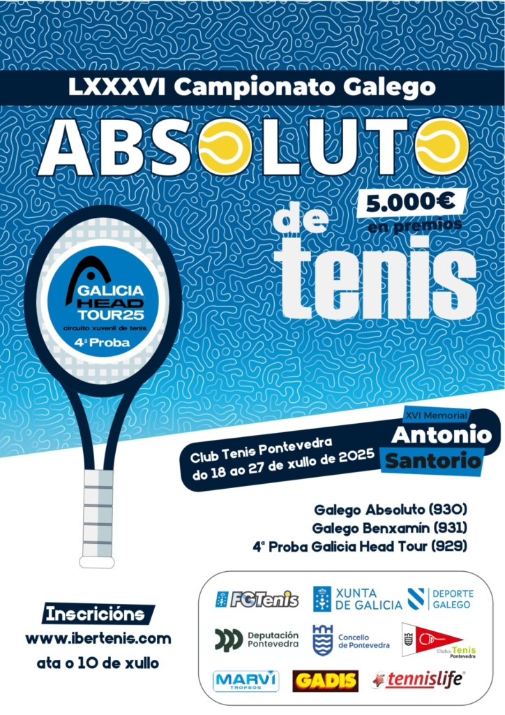 Campeonato Gallego Absoluto, Benjamín y 4ª Prueba del Circuito Head 2025 1 Cartel del torneo
